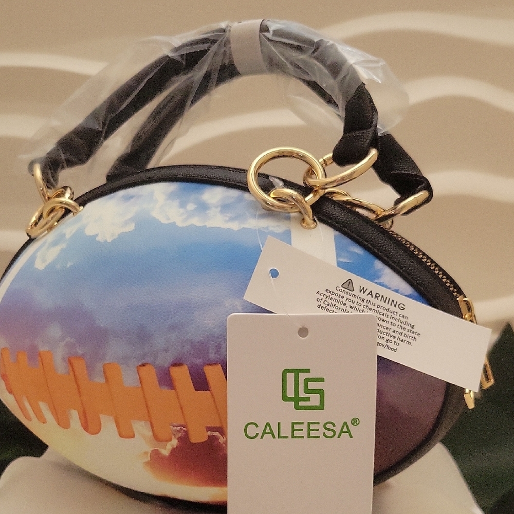 Football Design Shoulder Bag - Blue and Orange